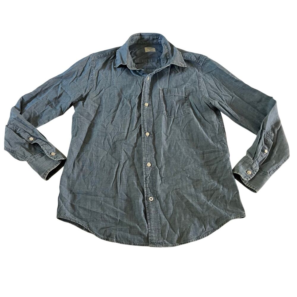 CrewCuts Blue Chambray Casual Long Sleeve Button Down Boy's Sz 12 Preppy
